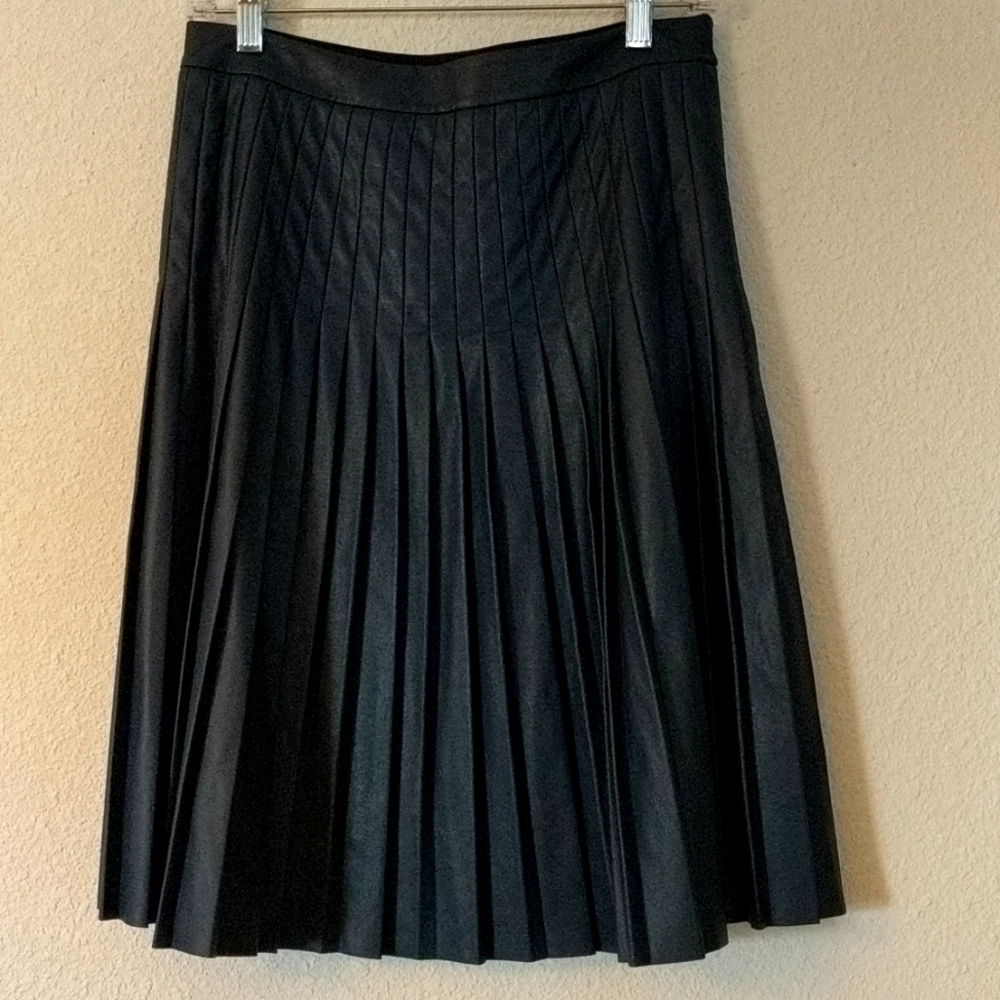 Rebecca Taylor Teal Faux Leather Pleated Skirt